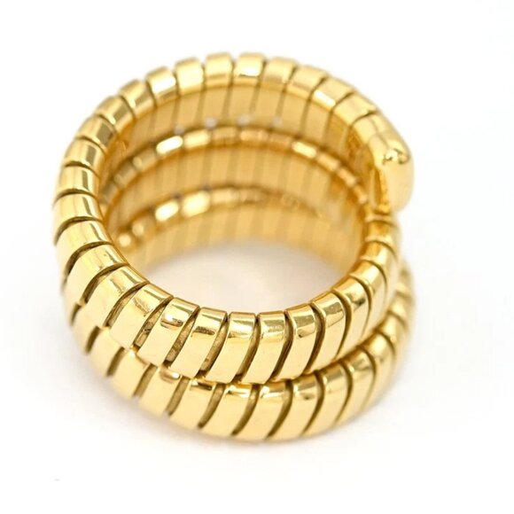 BVLGARI Bulgari Tubogas Snake Ring size US6.5 18k Yellow Gold 750 Auth w/Box - Picture 4 of 8